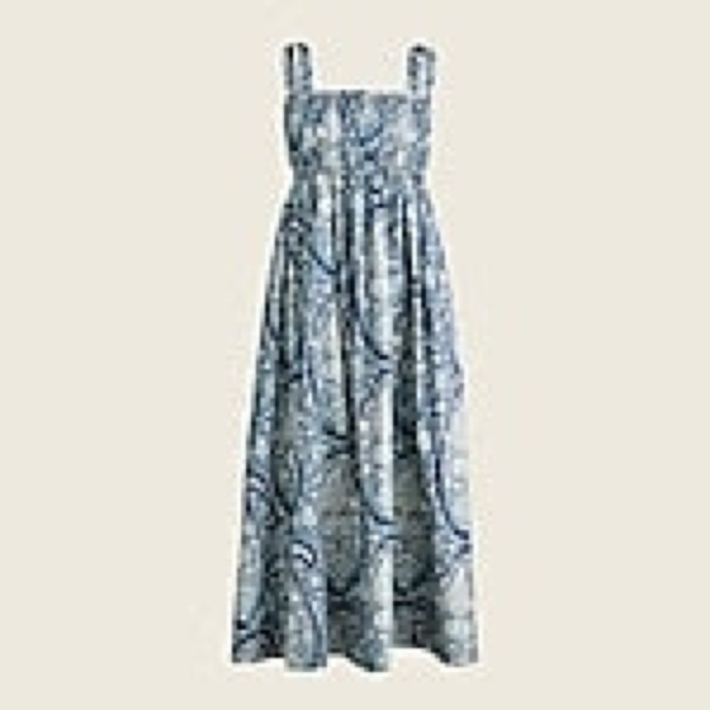 J Crew A Line Maxi Dress Navy Paisley Print Size 8